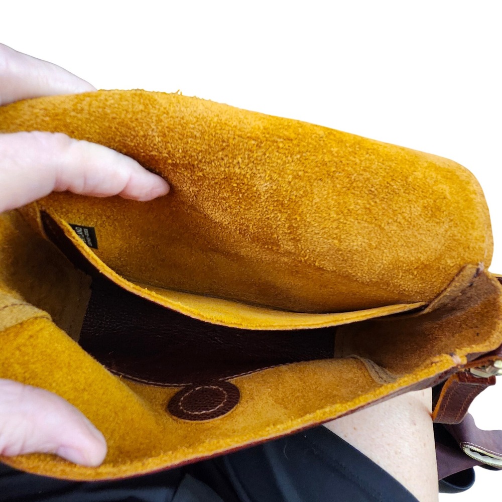 Portland Leather Goods Brown Pebbled Leather Crossbody Bag Artisan Made Small - Picture 5 of 13